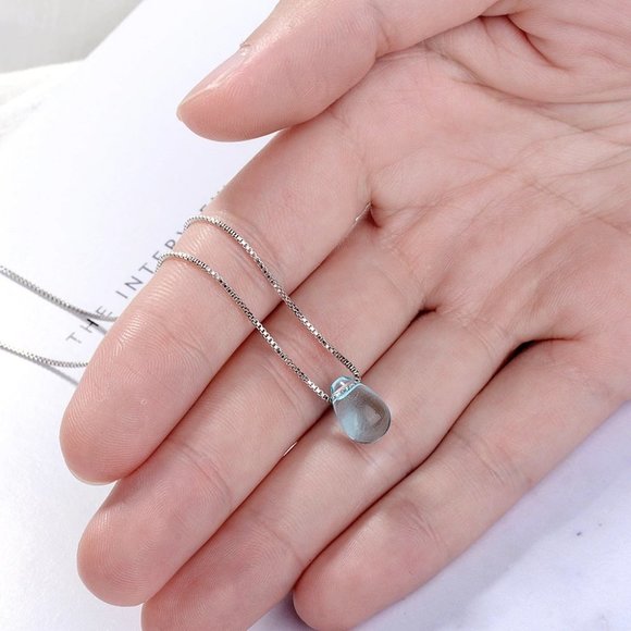 NEW 925 Sterling Silver Crystal Waterdrop Necklace - Picture 4 of 8